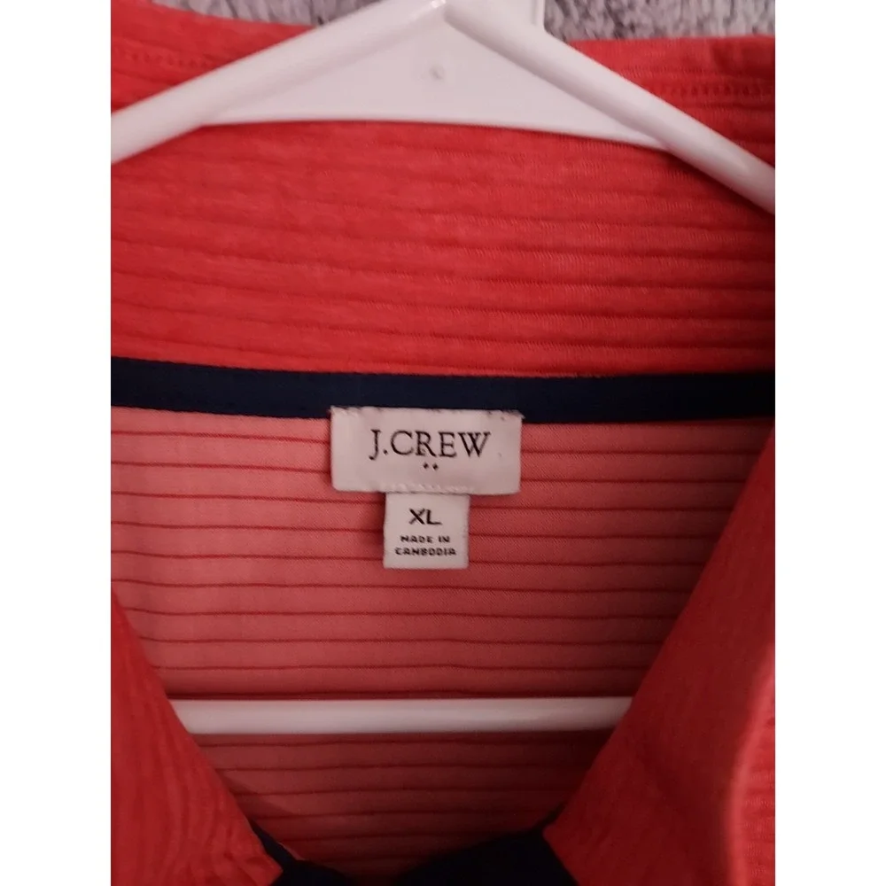J Crew Sweater Womens Extra Large Quilted Snap Front Pullover Pocket Pink Preppy